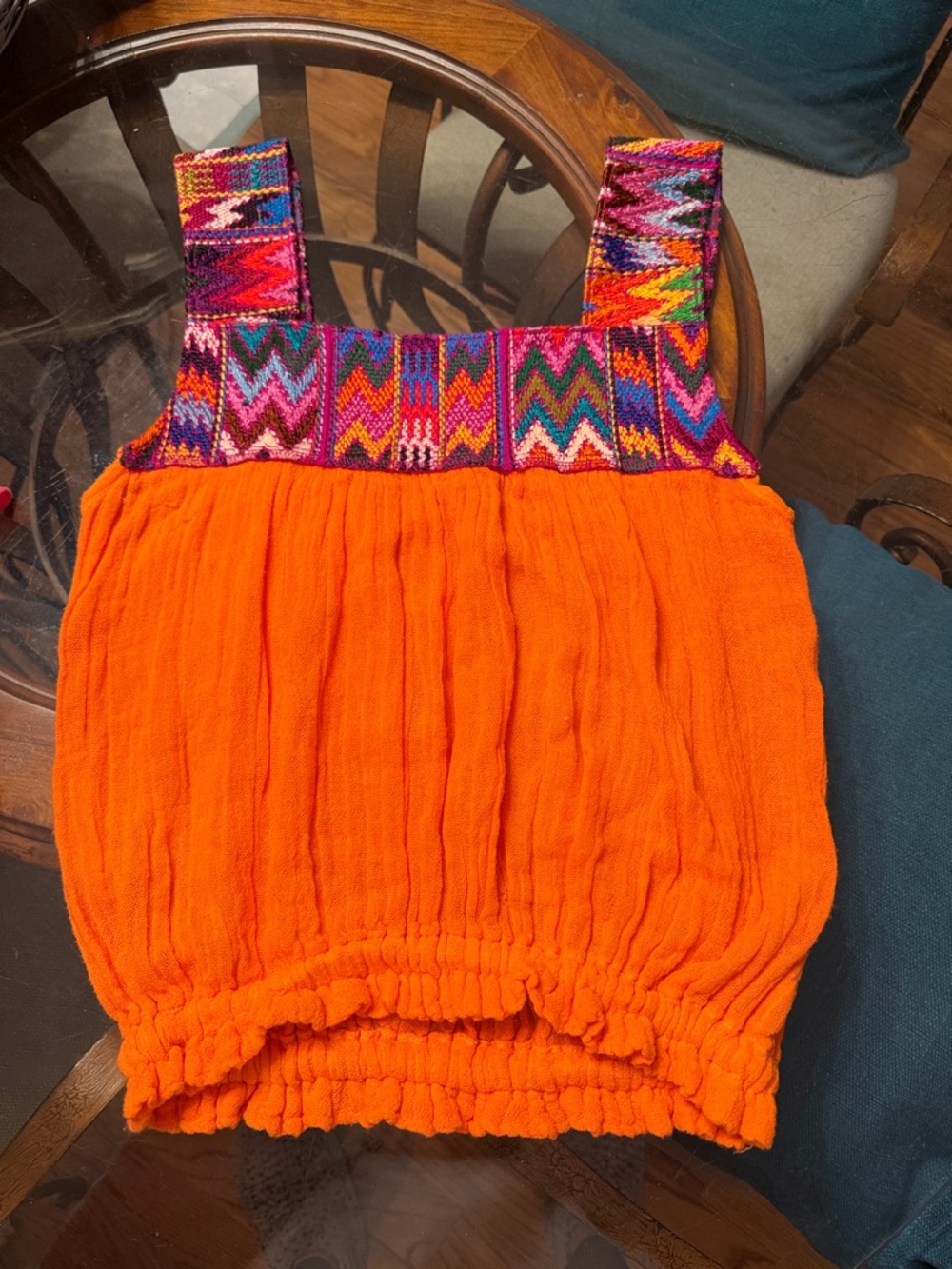Jens Pirate Booty Orange Gauze embroidered top